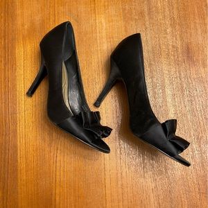 Tahari Sloan Satin Ruffle Peep-Toe Heels - 7